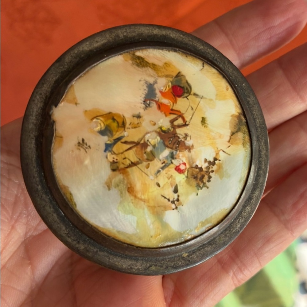 Vintage Hand-Painted Mother of Pearl Pill Box – Middle Eastern